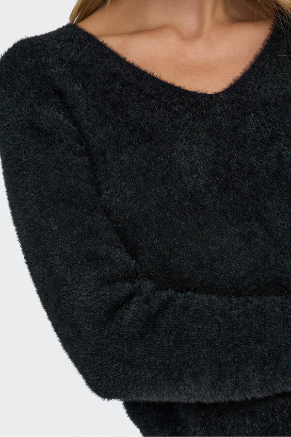 Only Pullover mit Pelzeffekt Schwarz