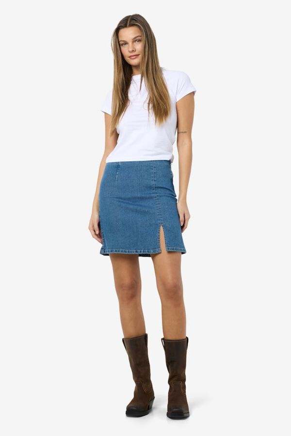 Noisy May Denim short skirt with side slit blue