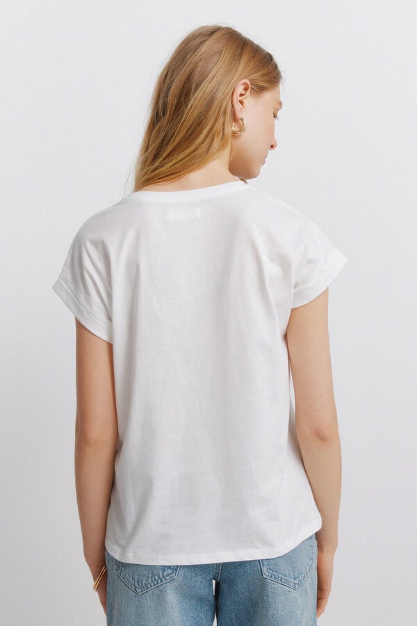 Springfield Printed short sleeve T-shirt beige