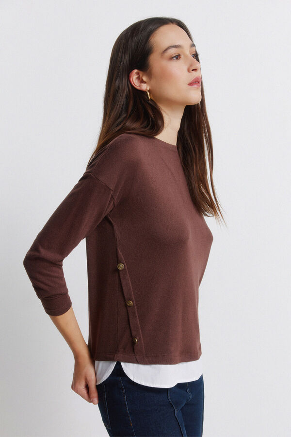 Springfield T-shirt combinada com botões laterais cru