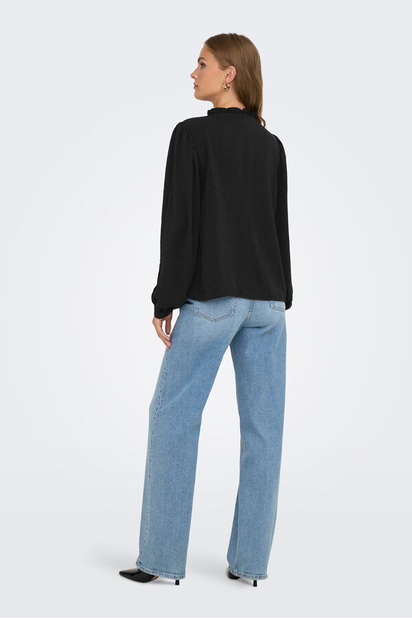 JDY Blusa manga larga fluida negro