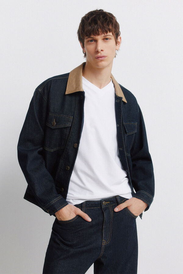 Springfield Lycra V-neck slim fit T-shirt white