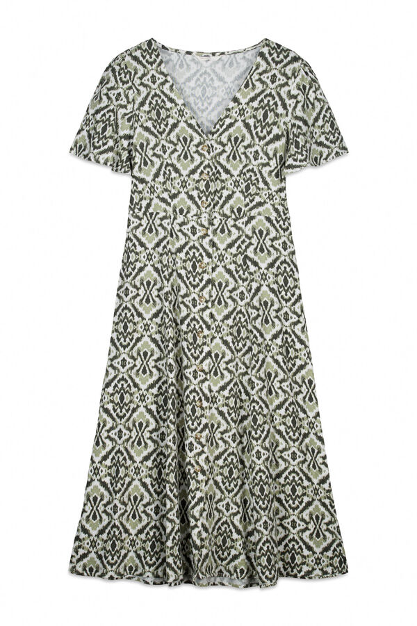 Springfield Vestido camiseiro estampado em linho estampado