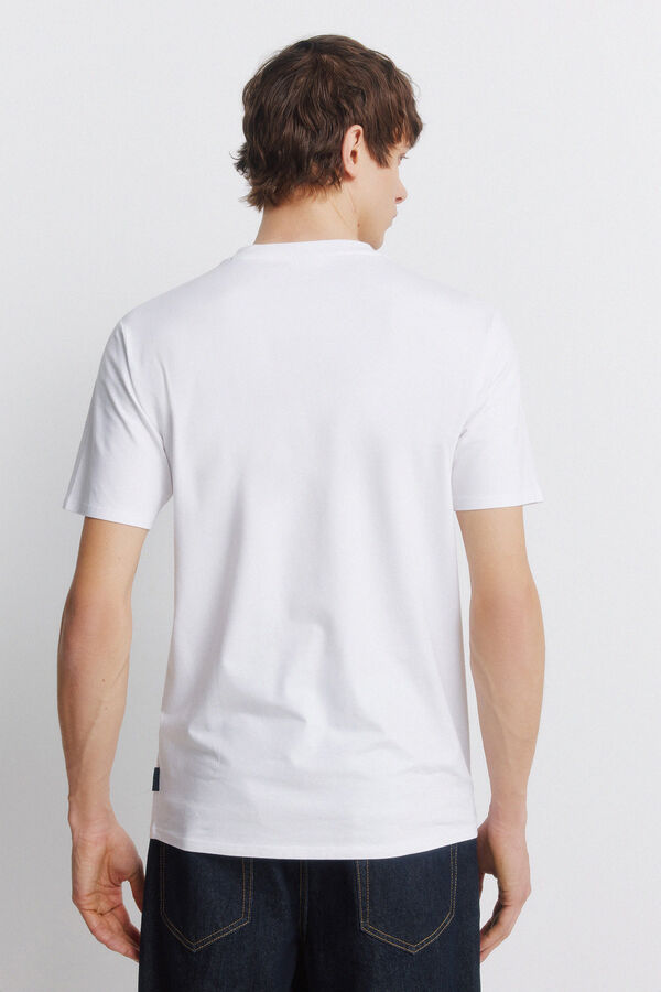 Springfield Lycra V-neck slim fit T-shirt white