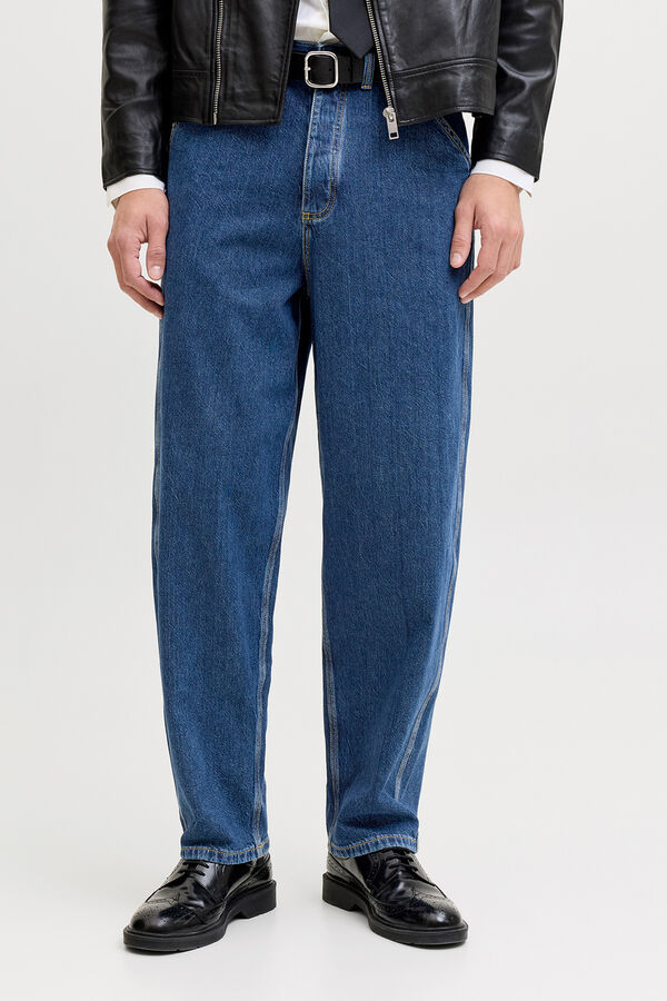 Jack & Jones Jeans baggy tiro alto algod&oacute;n azul