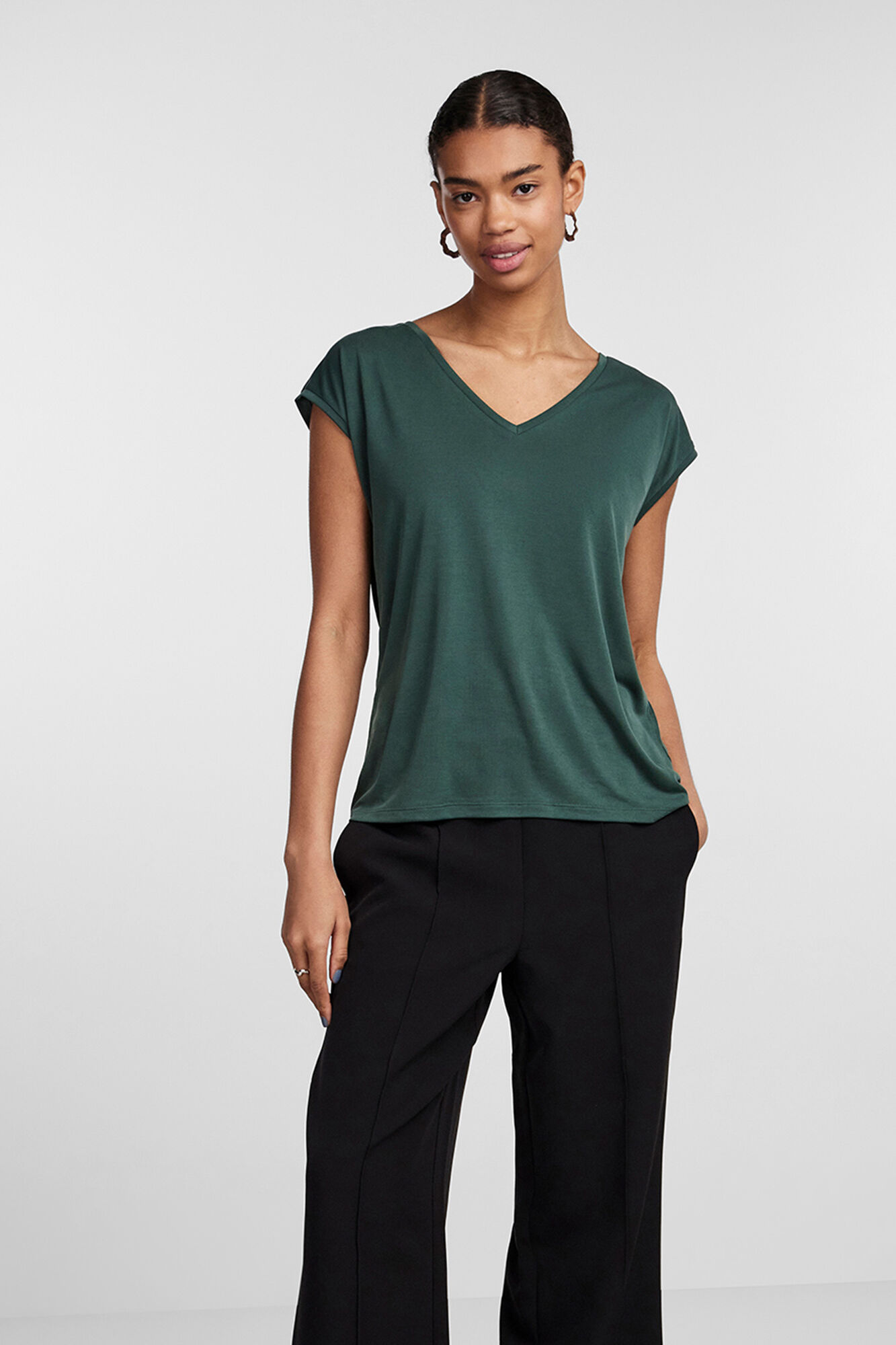 Pieces Cooles T-Shirt mit V-Ausschnitt