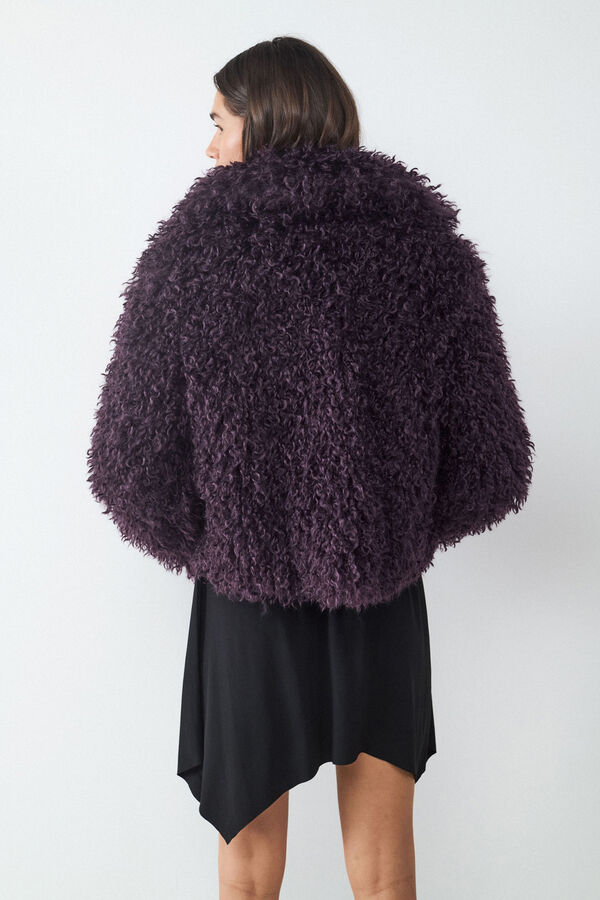 Balmohk Abrigo efecto pelo solapa morado/lila