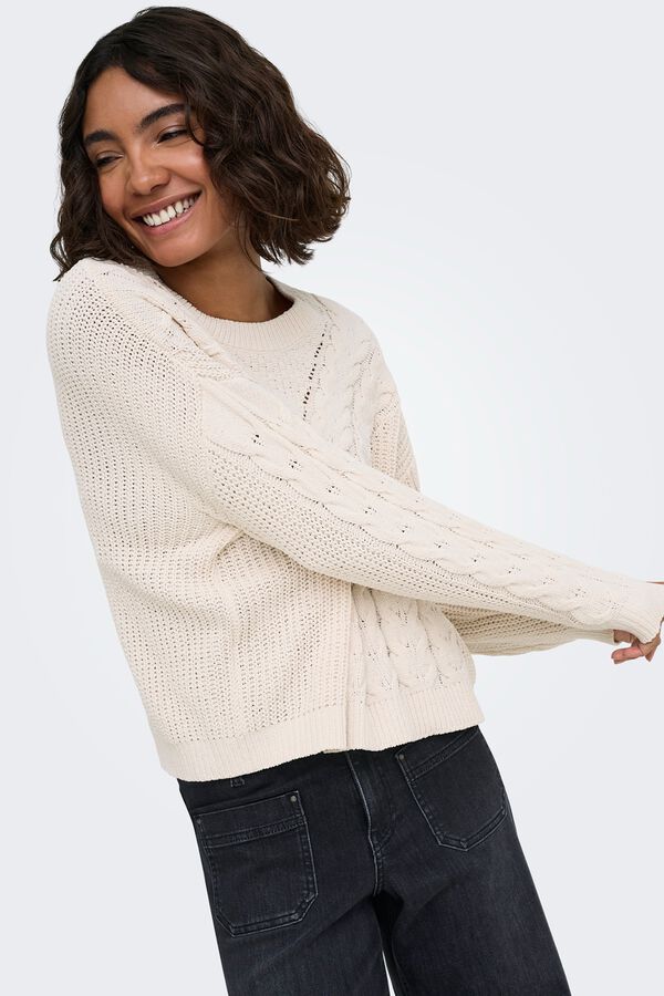 Only Jersey punto trenzado y calado gris