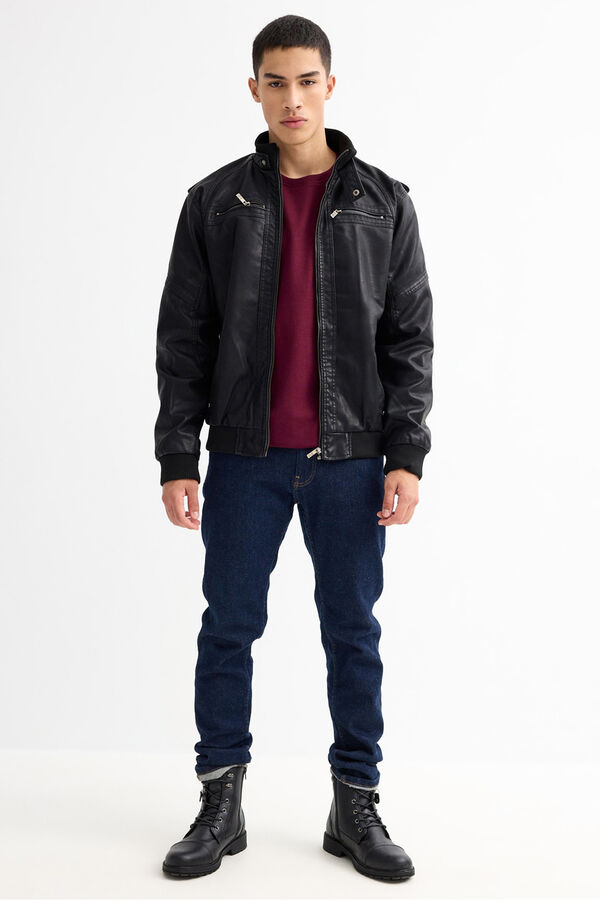 Inside Faux leather Jacket black