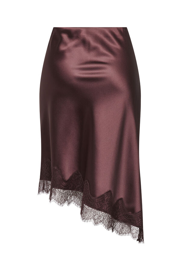 Only Asymmetric satin-finish skirt nude