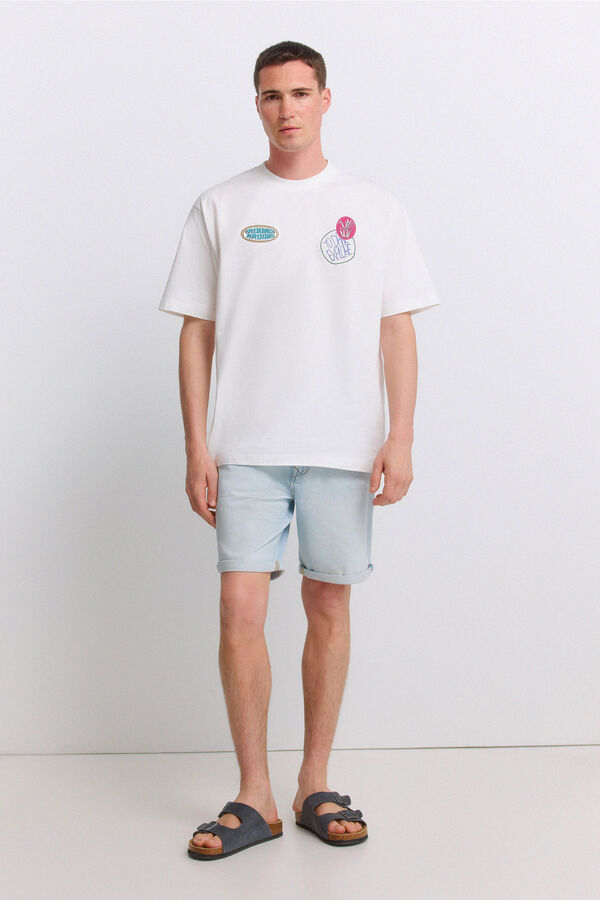 Springfield Ultra-light denim slim fit Bermuda shorts blue
