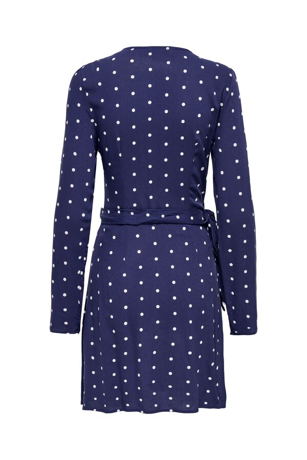 Only Polka-dot wrap short dress blue