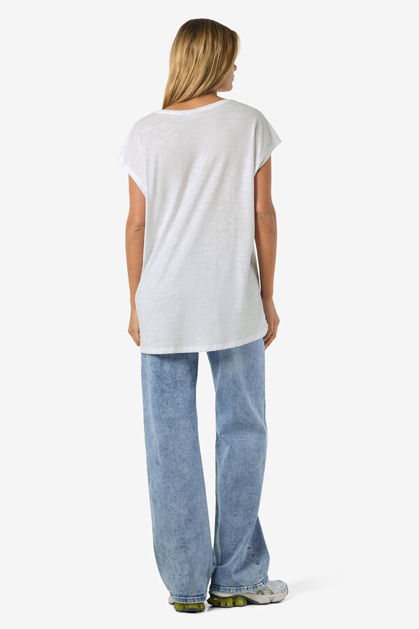 Noisy May Round neck short-sleeved T-shirt white