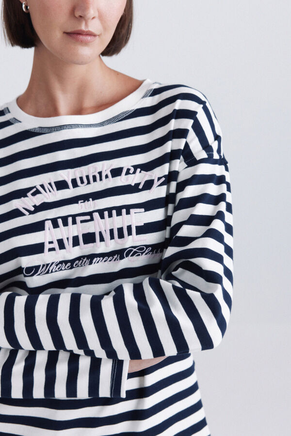 Springfield Striped fine knit jumper blue