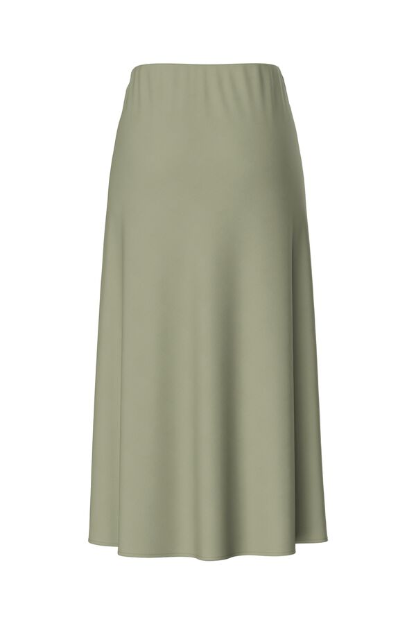 Pieces Satin-finish midi skirt green