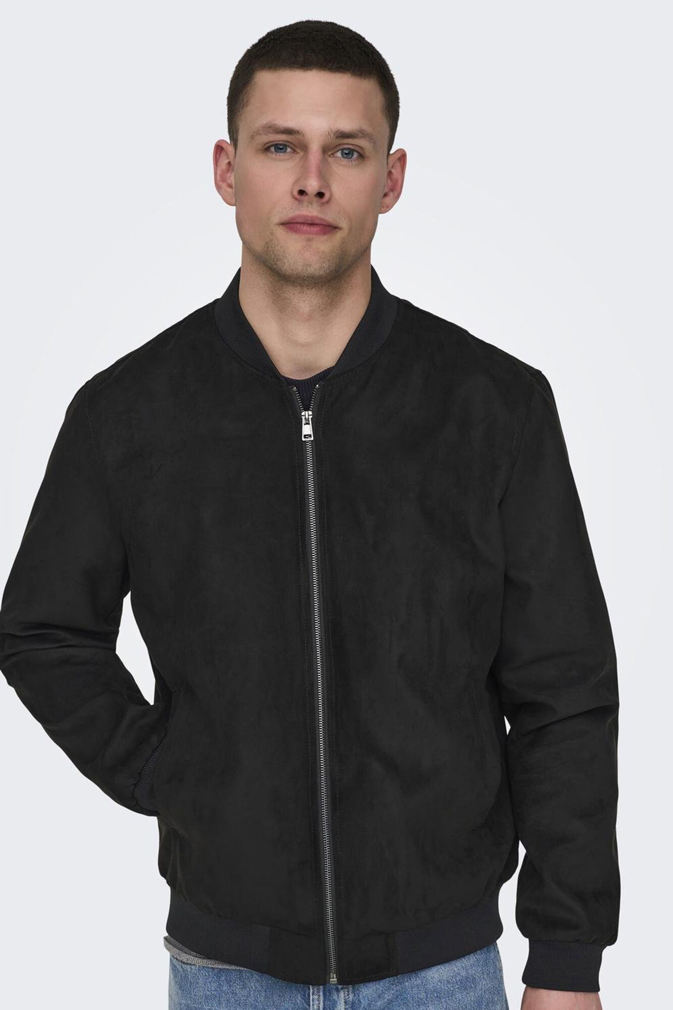 Only & Sons Chaqueta de hombre estilo bomber de antelina