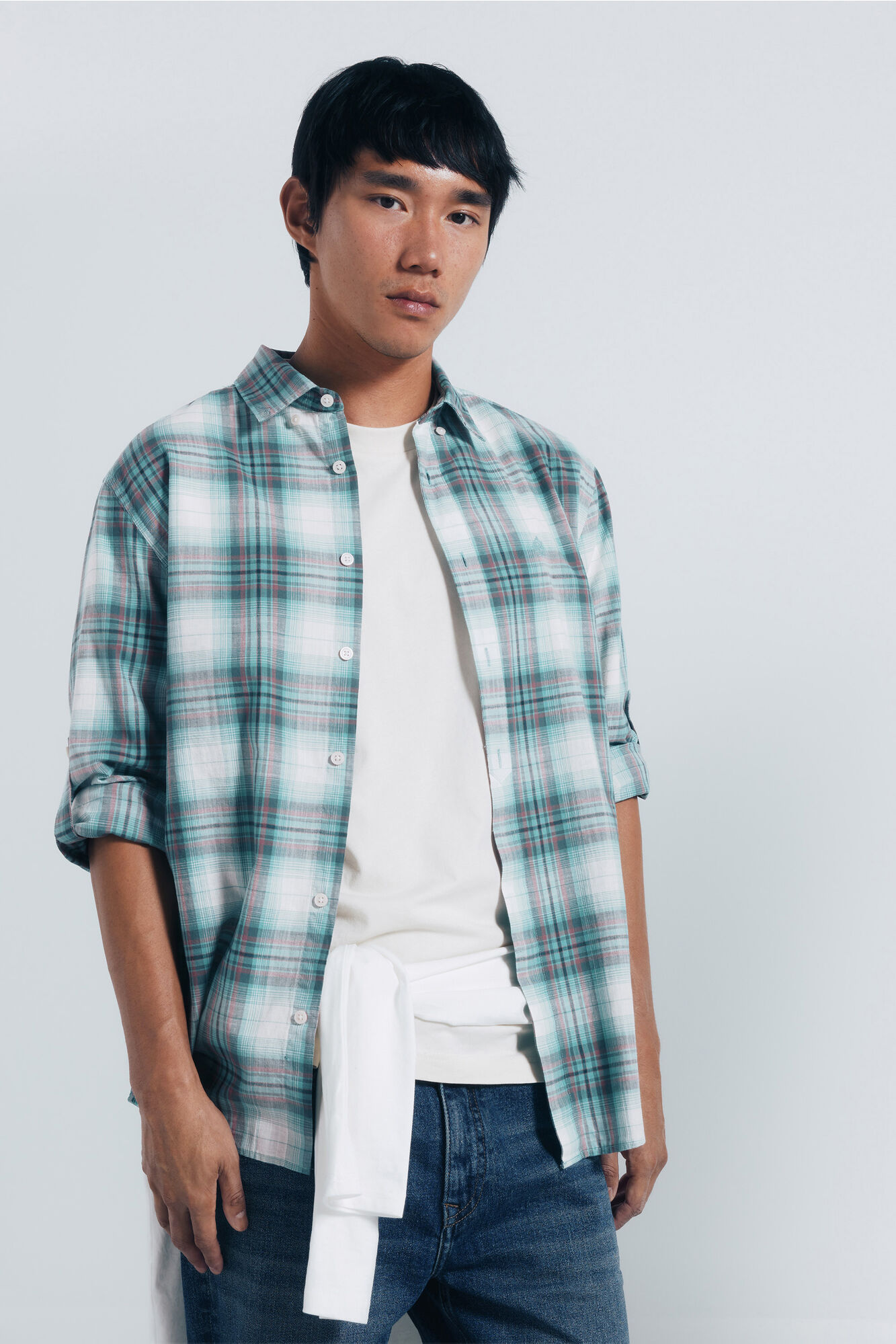 Springfield Slub cotton plaid shirt