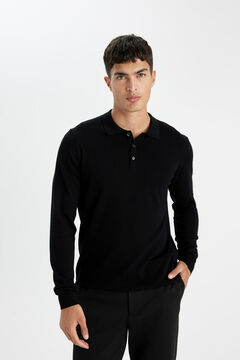 DeFacto Jersey de cuello polo negro