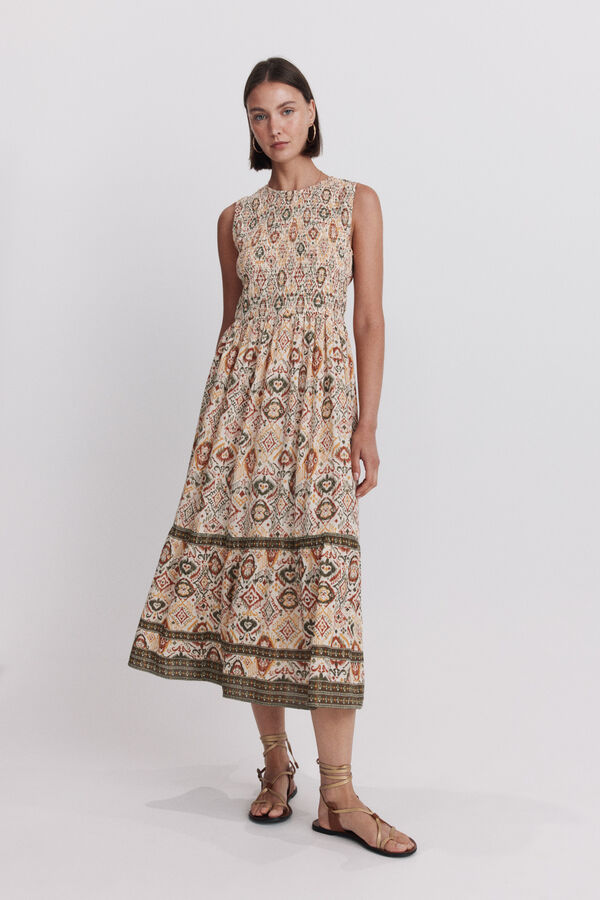 Springfield Vestido midi halter em tecido favo de mel branco