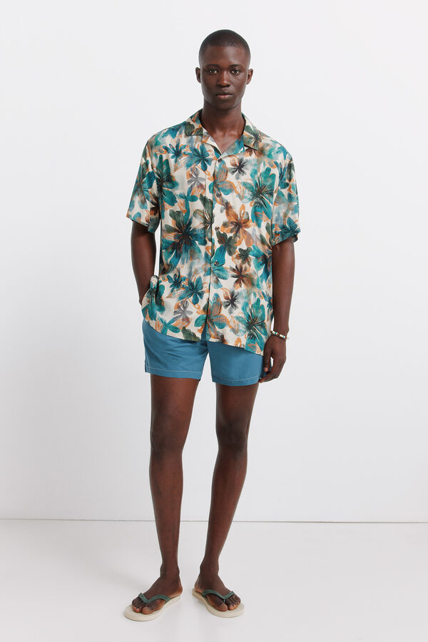 Springfield Maillot de bain uni &agrave; contrastes bleu