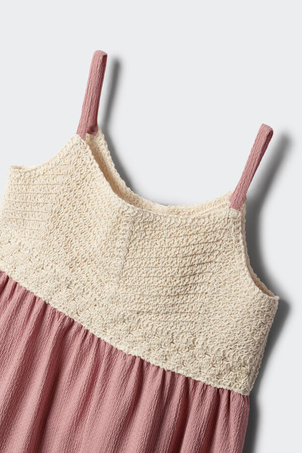 Springfield Kids Vestido com detalhes em crochet para menina rosa