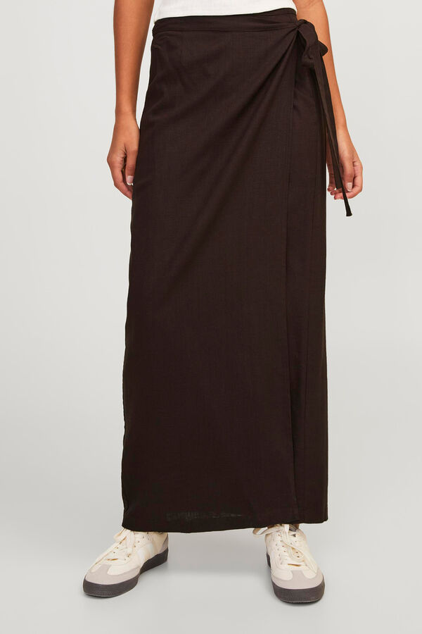 Springfield Long linen wrap skirt brown