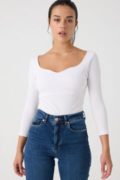 Springfield T-shirt with sweetheart neckline white