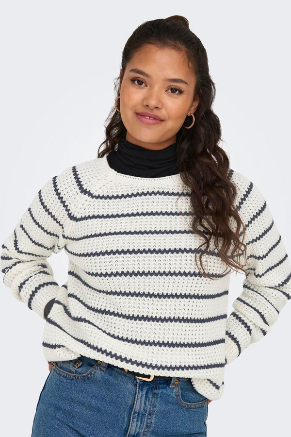 JDY long sleeve raglan round neck sweater white