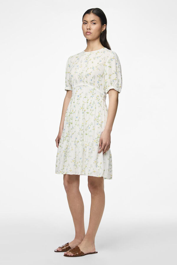 Pieces Short closed neck dress white