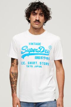 Springfield T-Shirt Neon mit Vintage-Logo Weiß