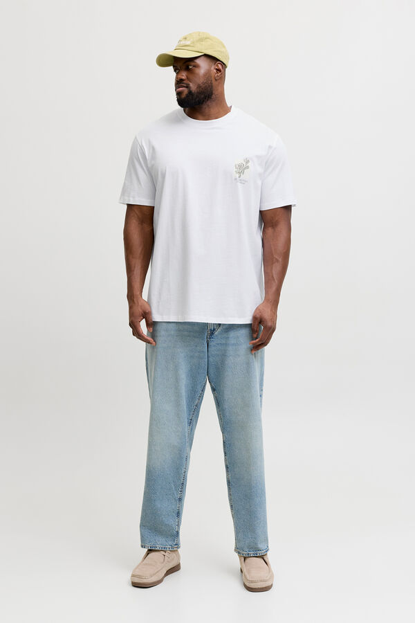 Jack & Jones PLUS Printed cotton T-shirt white