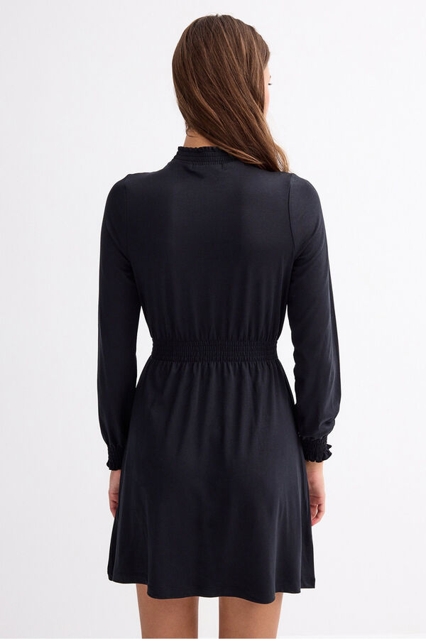 Inside Vestido de manga comprida com gola sub preto