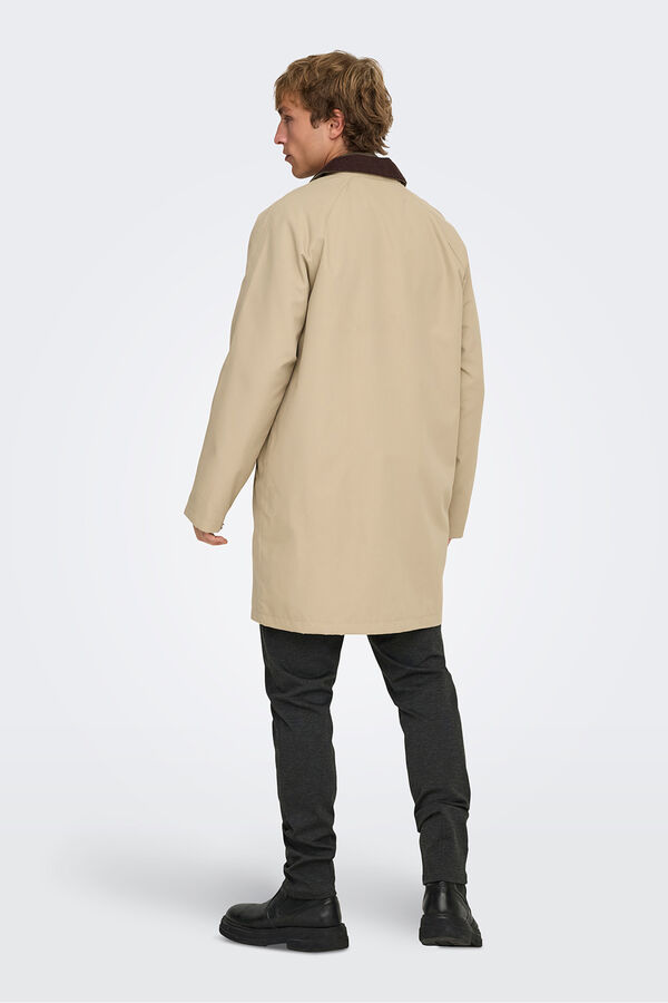 Only & Sons Abrigo con cuello pana beige