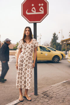 Springfield Vestido lino camisero estampado