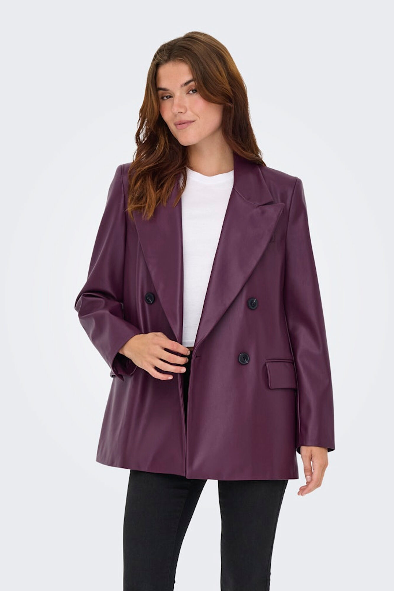 Only Blazer cruzada de piel vegana