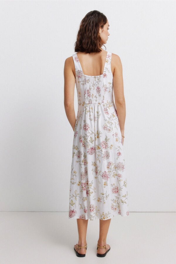 Springfield Square neck midi dress printed