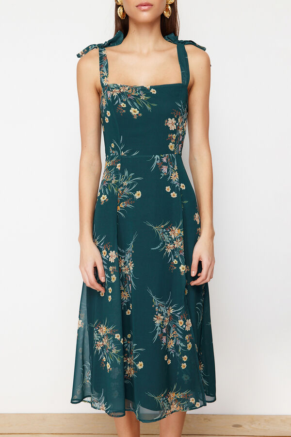 Trendyol Vestido midi tirantes lazos verde