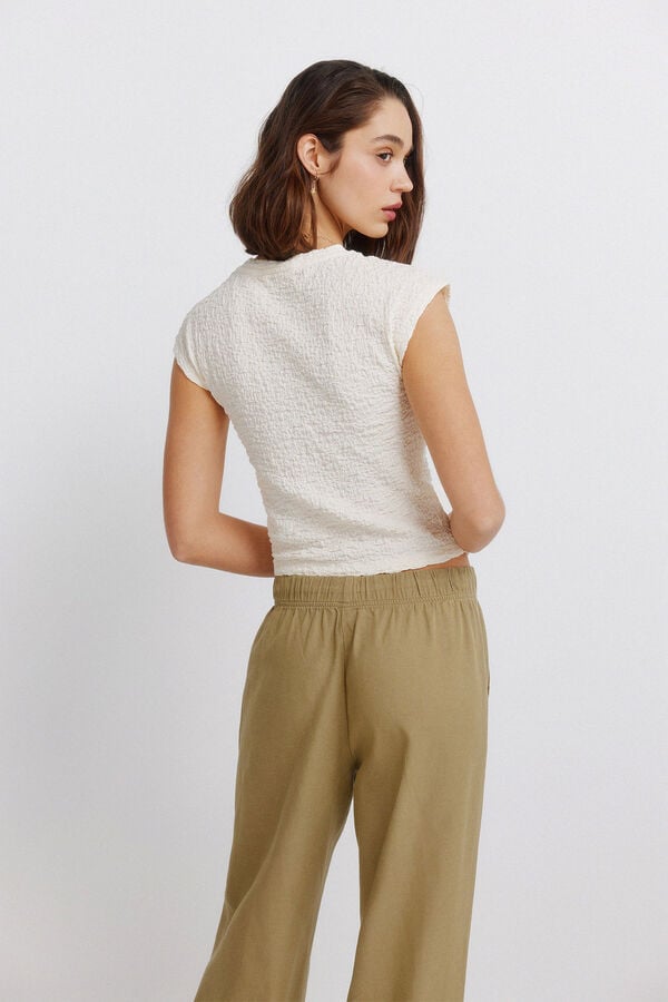 Springfield Textured long sleeve T-shirt brown