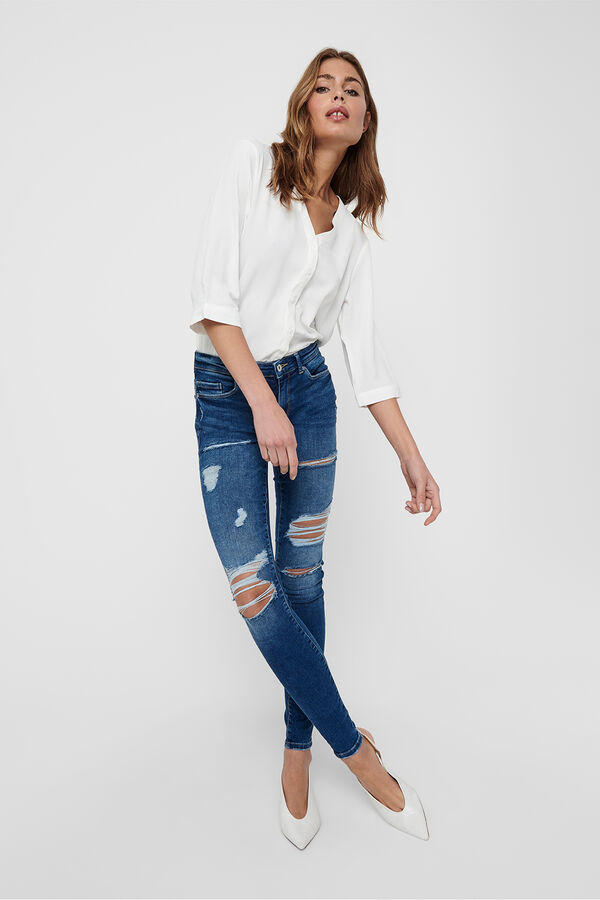 JDY 3/4 short sleeve shirt white