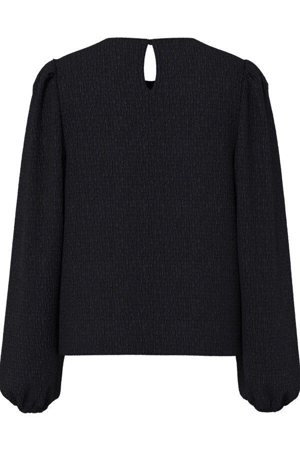 Pieces Top texturizado com punhos franzidos preto