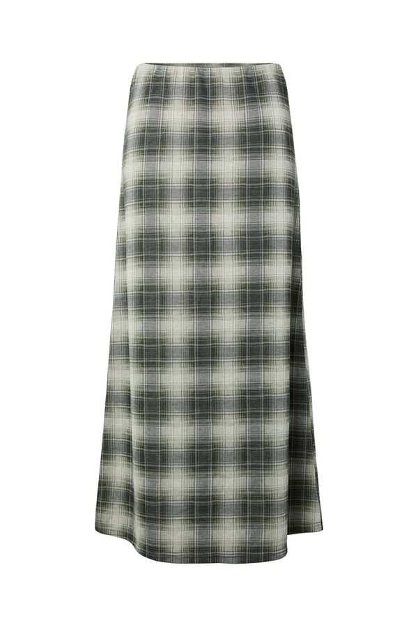 Pieces Plaid long skirt green
