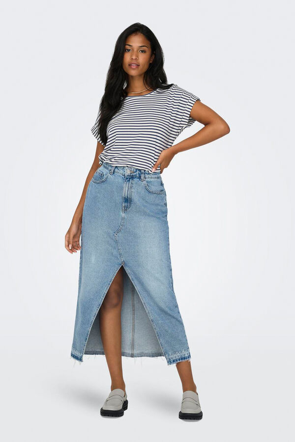 Only Camiseta de rayas de manga corta blanco