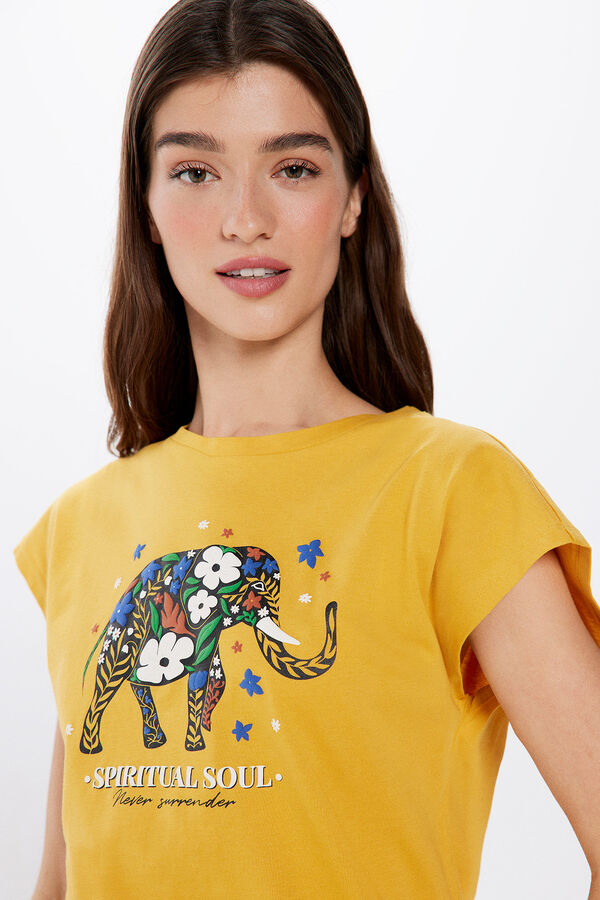 Springfield T-shirt Gráfica Tropical camelo