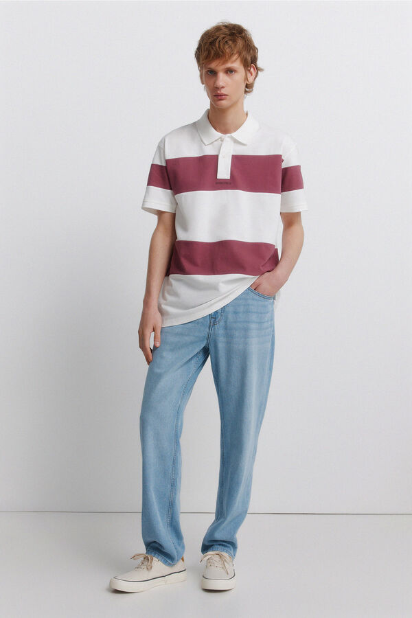 Springfield Polo piqu&eacute; bloques color regular fit marfil