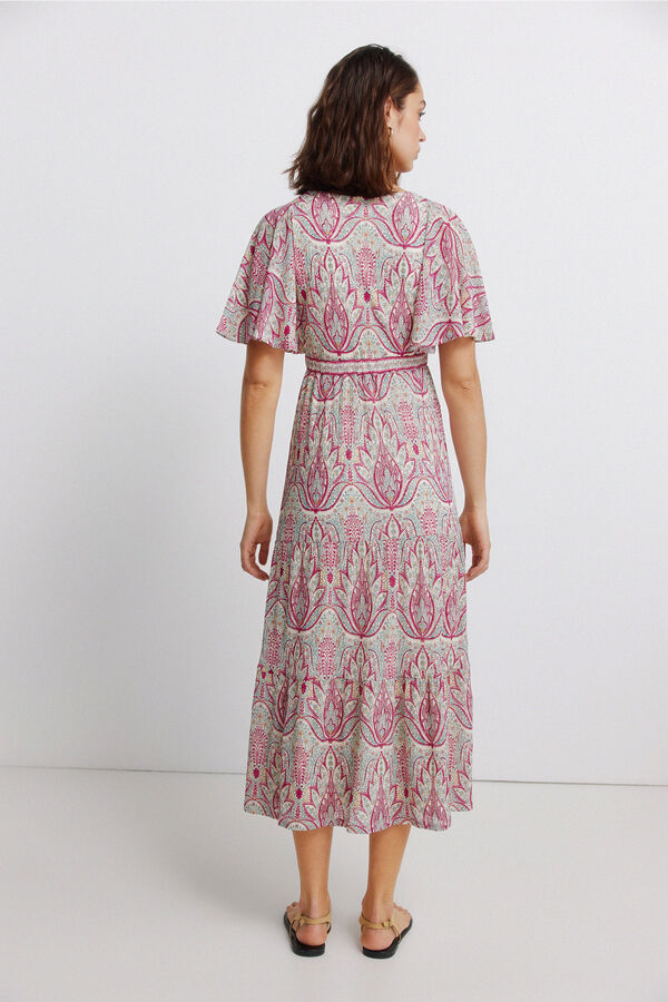 Springfield Midi haljina kratkih rukava sa printom Bež