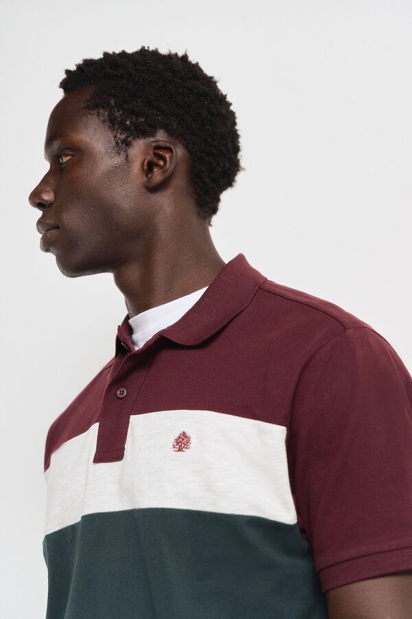 Springfield regular fit color block piqué polo shirt crvena