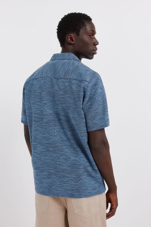Springfield Jacquard regular fit polo shirt blue