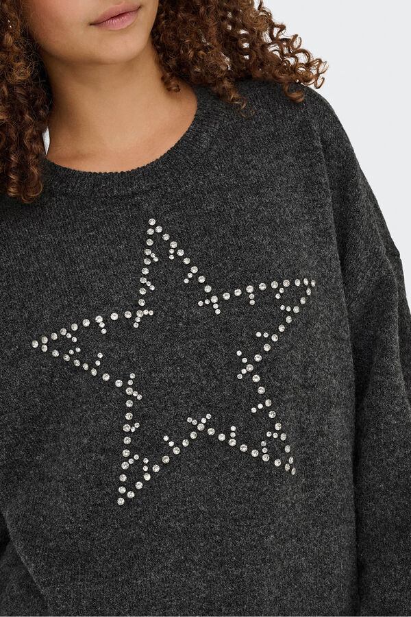 Only Pullover mit Schmuckdetail Grau