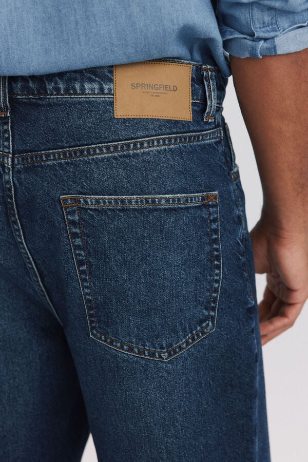 Springfield Dark wash wide leg jeans blue