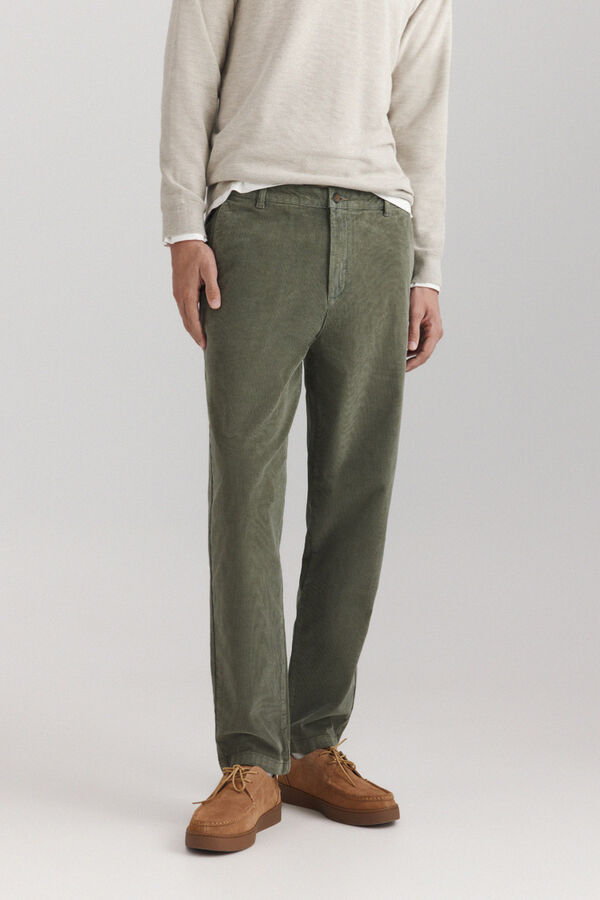Springfield Pantalon en velours c&ocirc;tel&eacute; lav&eacute; beige